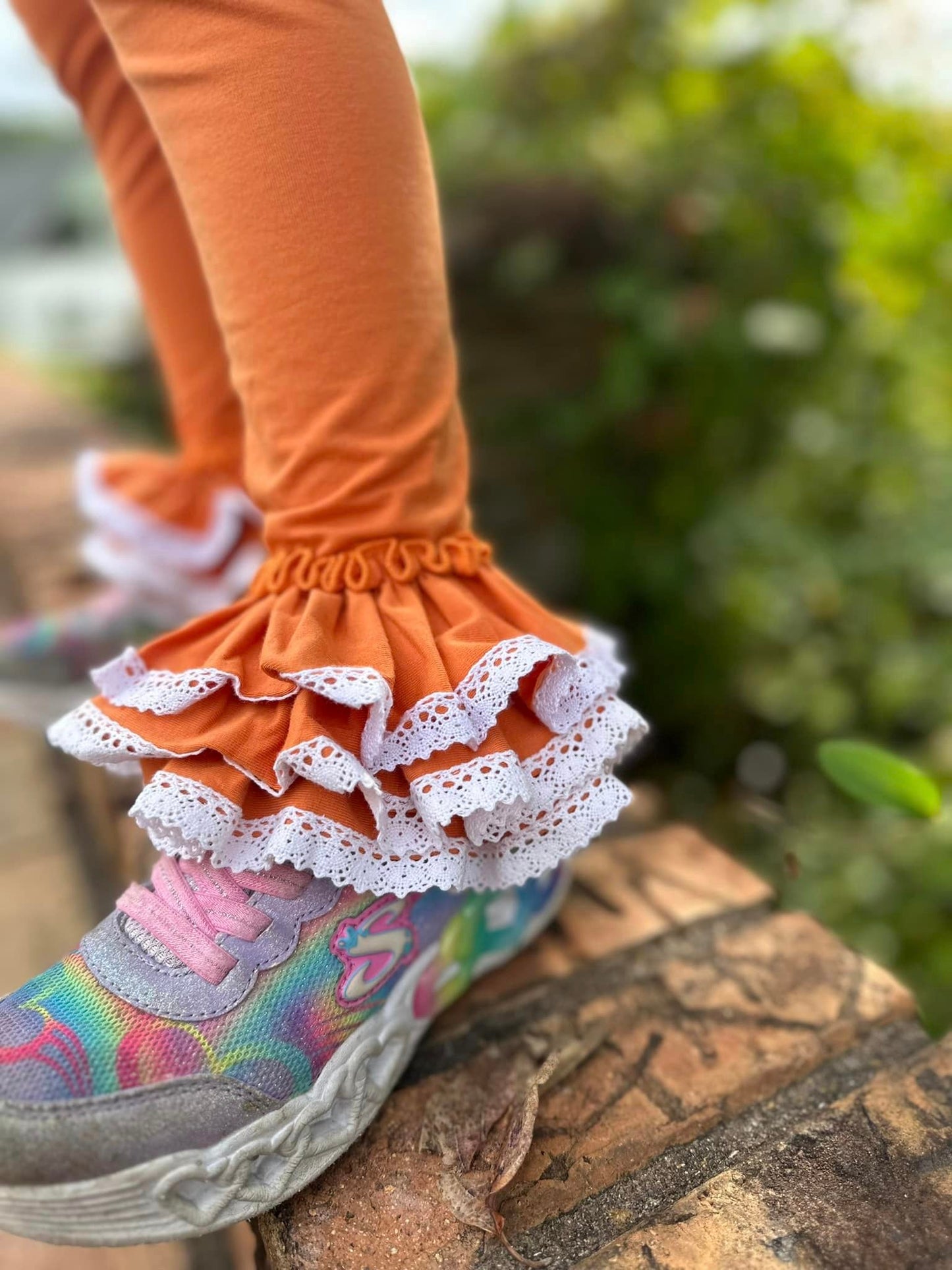 pumpkin orange triple bells with lace