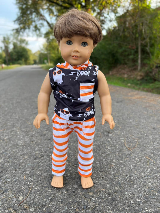 DOLL hey boo cool ghost orange and white stripes set