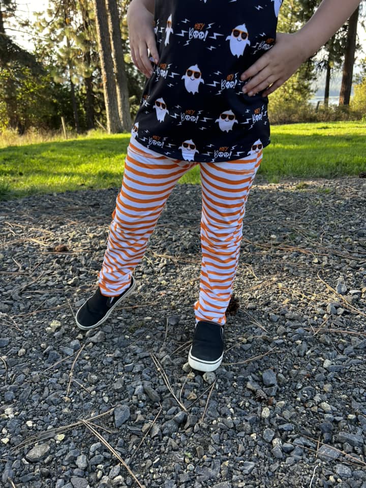 orange and white stripe pocket harem pants