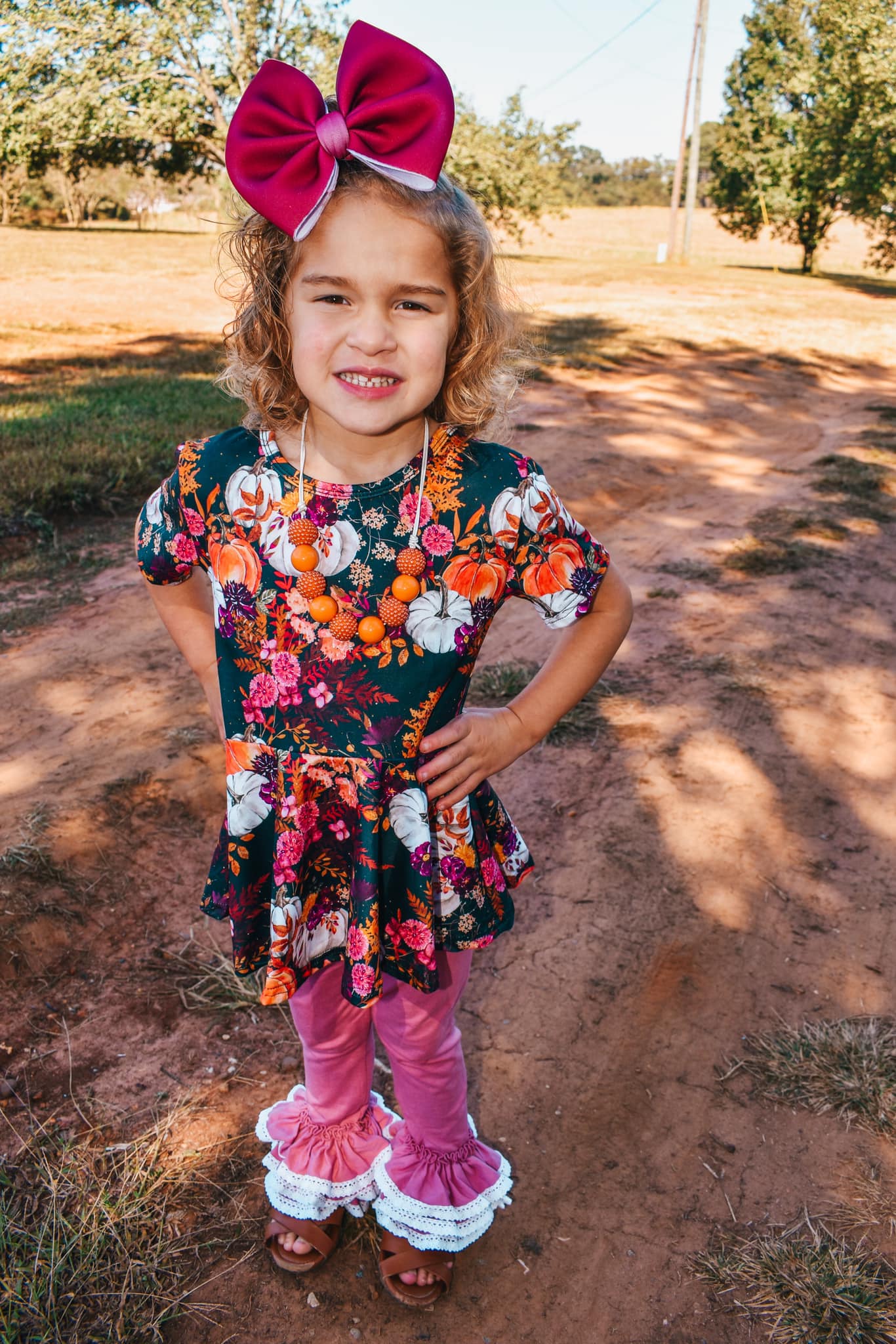 floral pumpkin twirl top