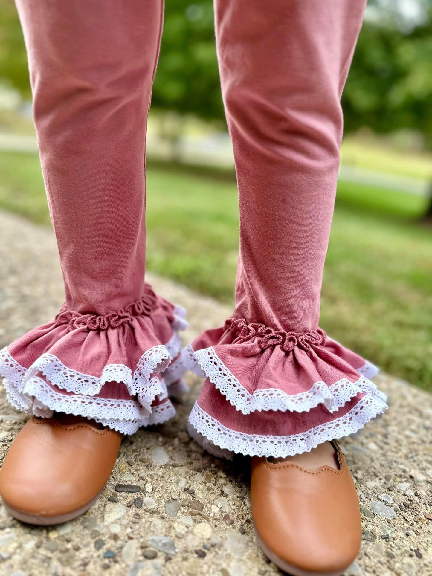 mauve triple bells with lace