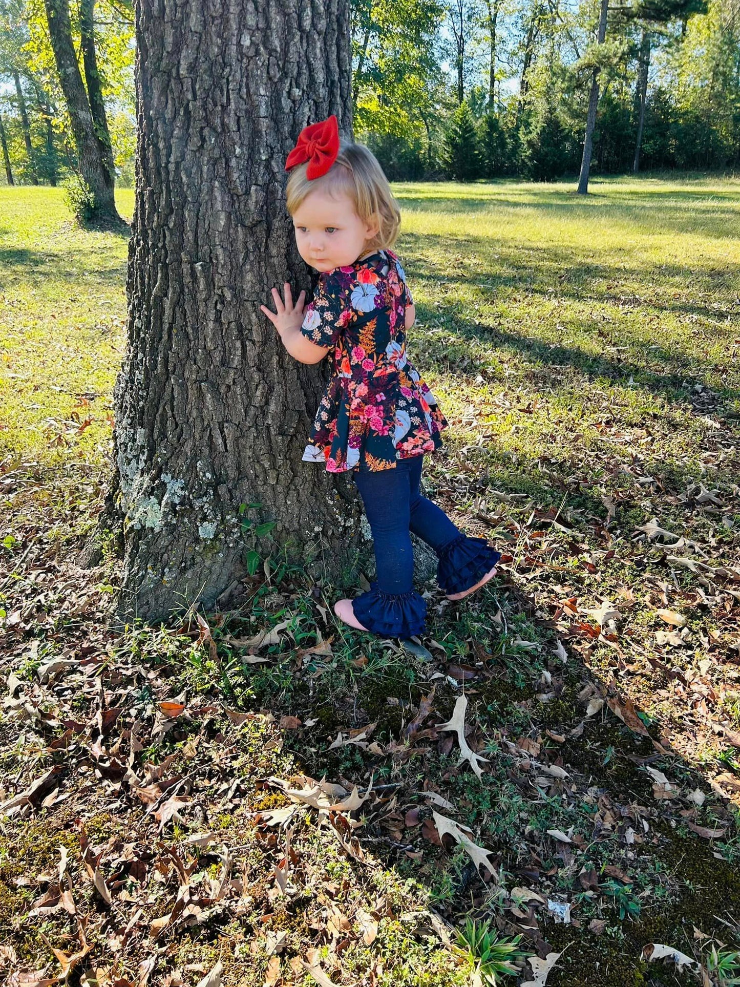 floral pumpkin twirl top