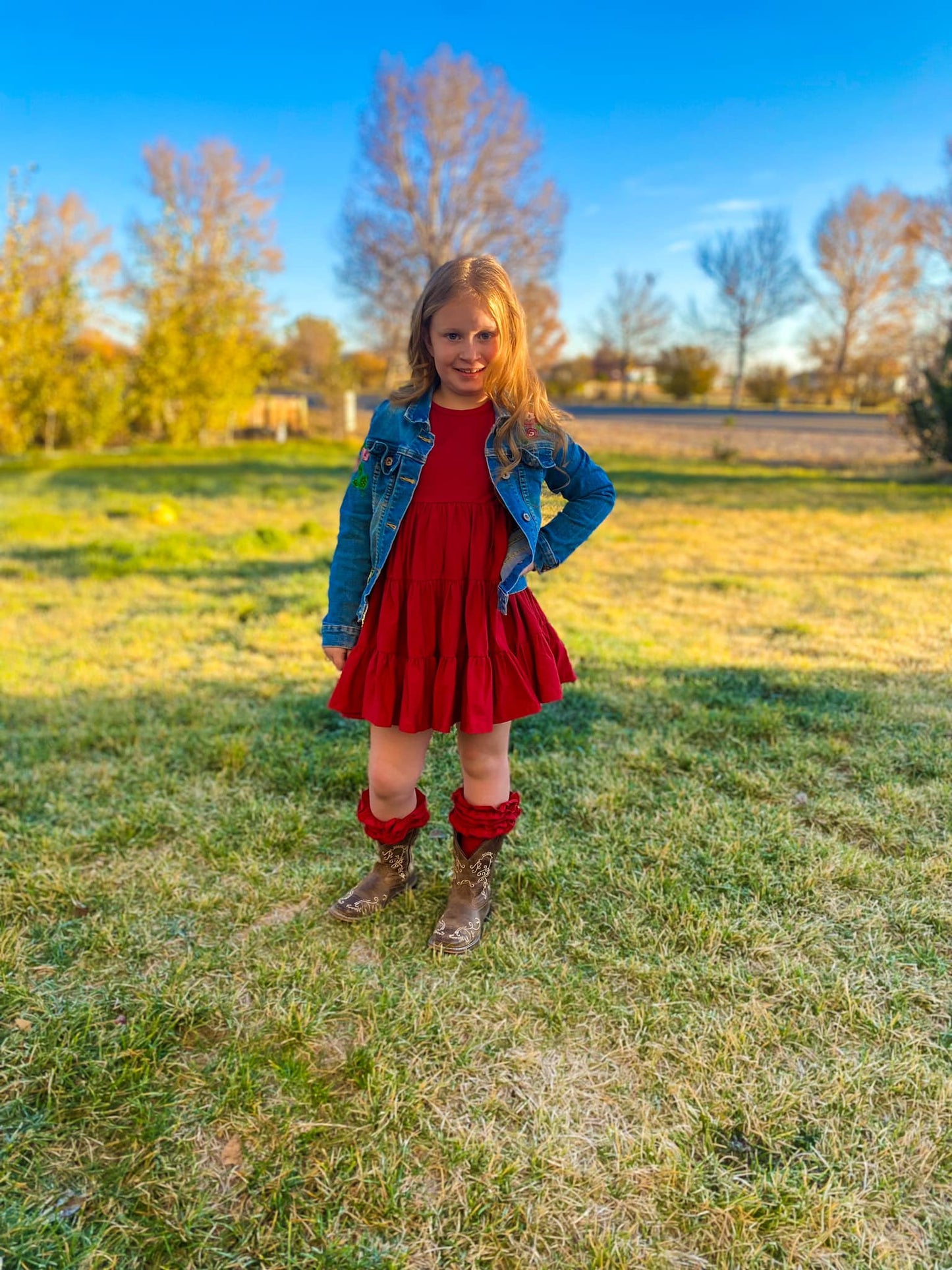 maroon LS bells twirl dress