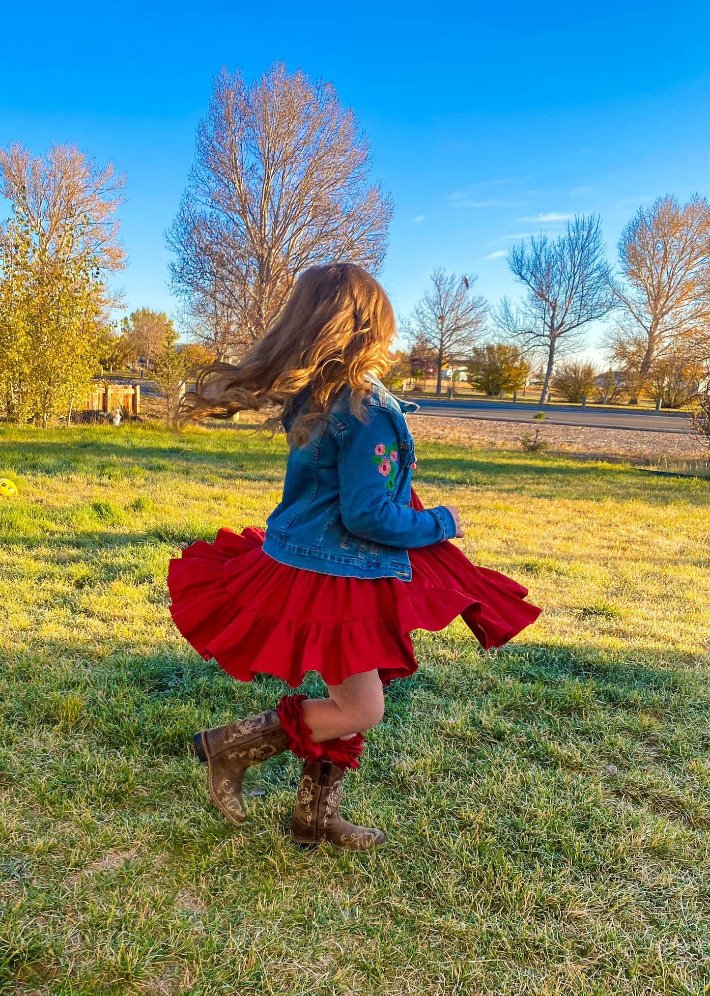 maroon LS bells twirl dress