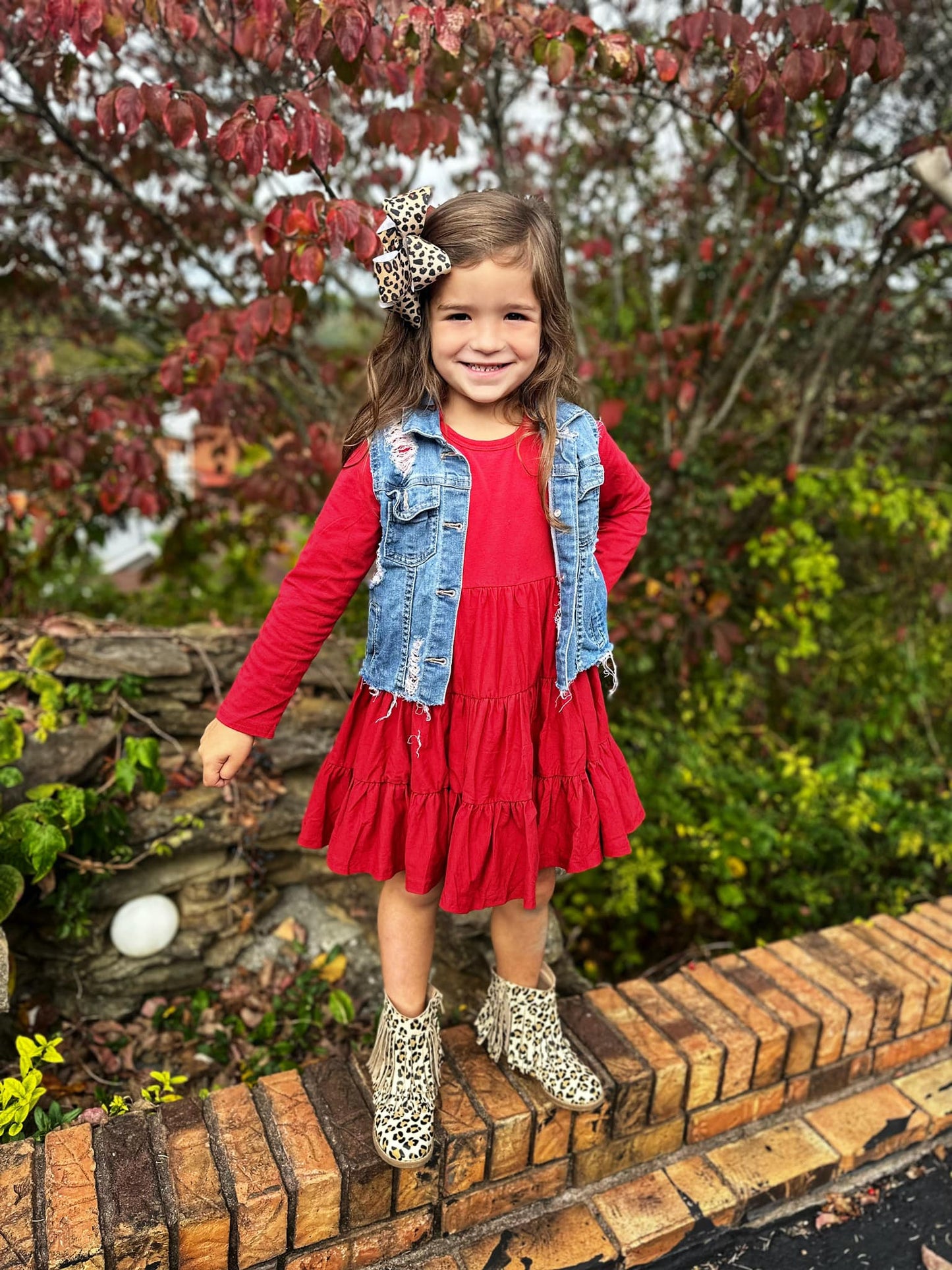 maroon LS bells twirl dress