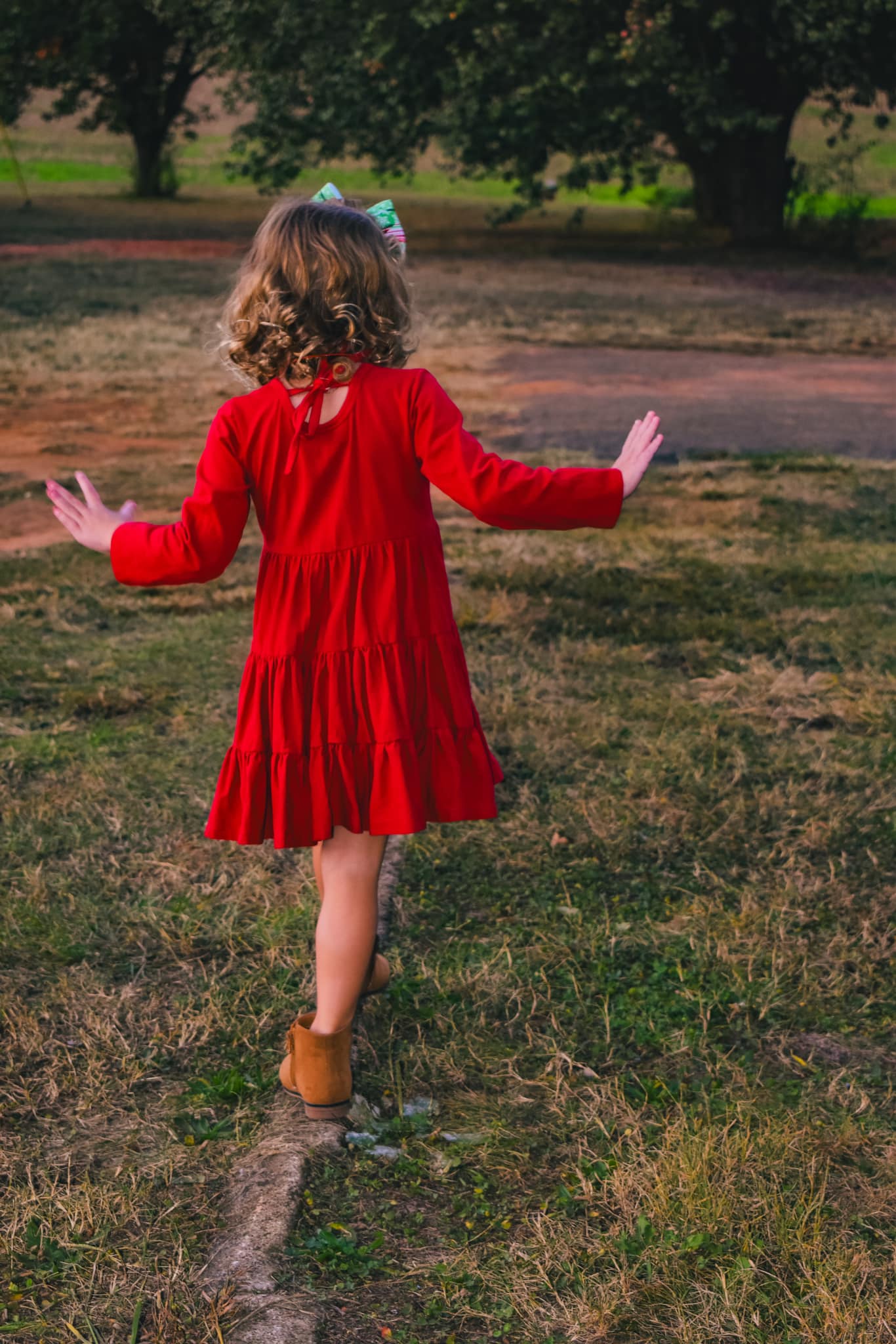 maroon LS bells twirl dress