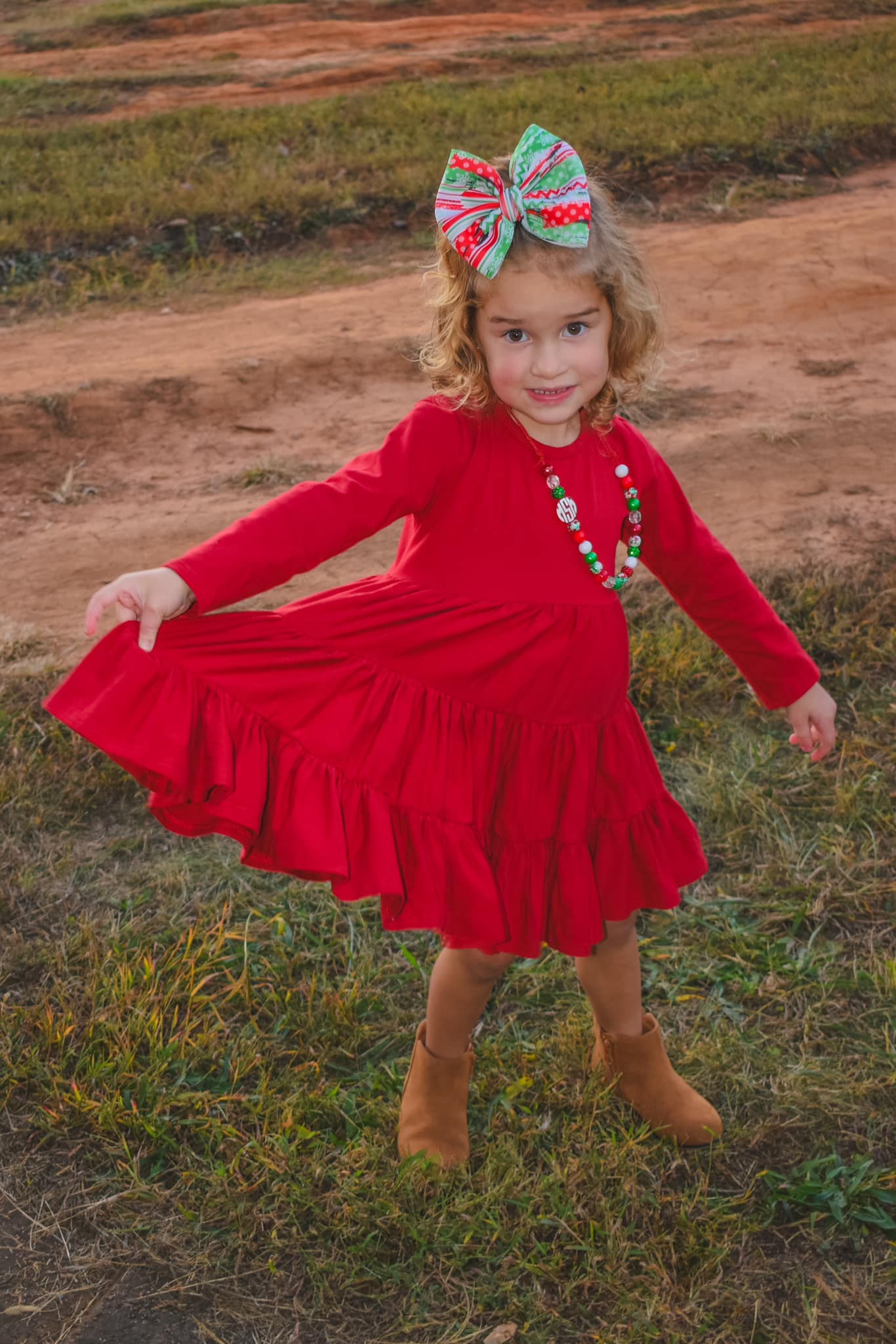 maroon LS bells twirl dress