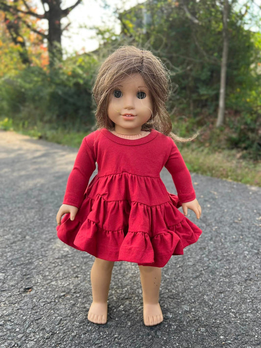 DOLL maroon bella twirl dress and button shorts