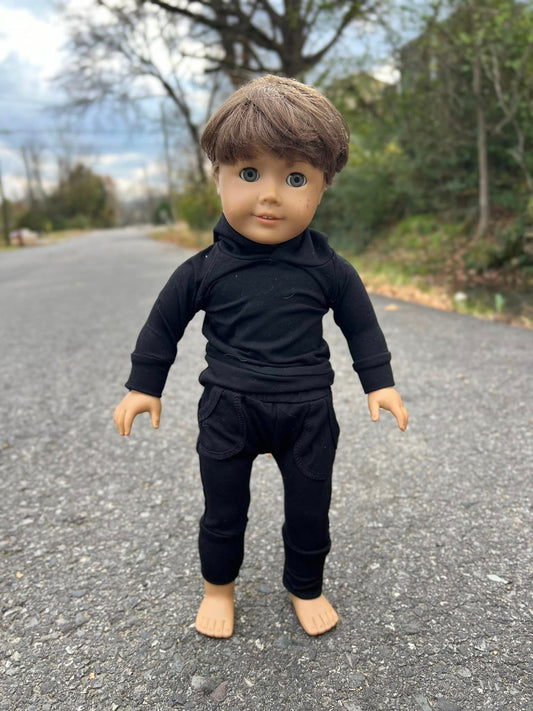 DOLL black hooded tee and harem pants set