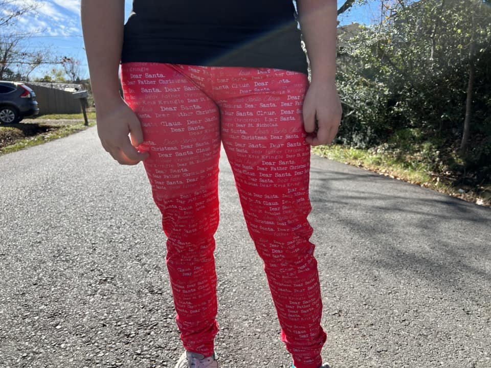 red christmas words joggers