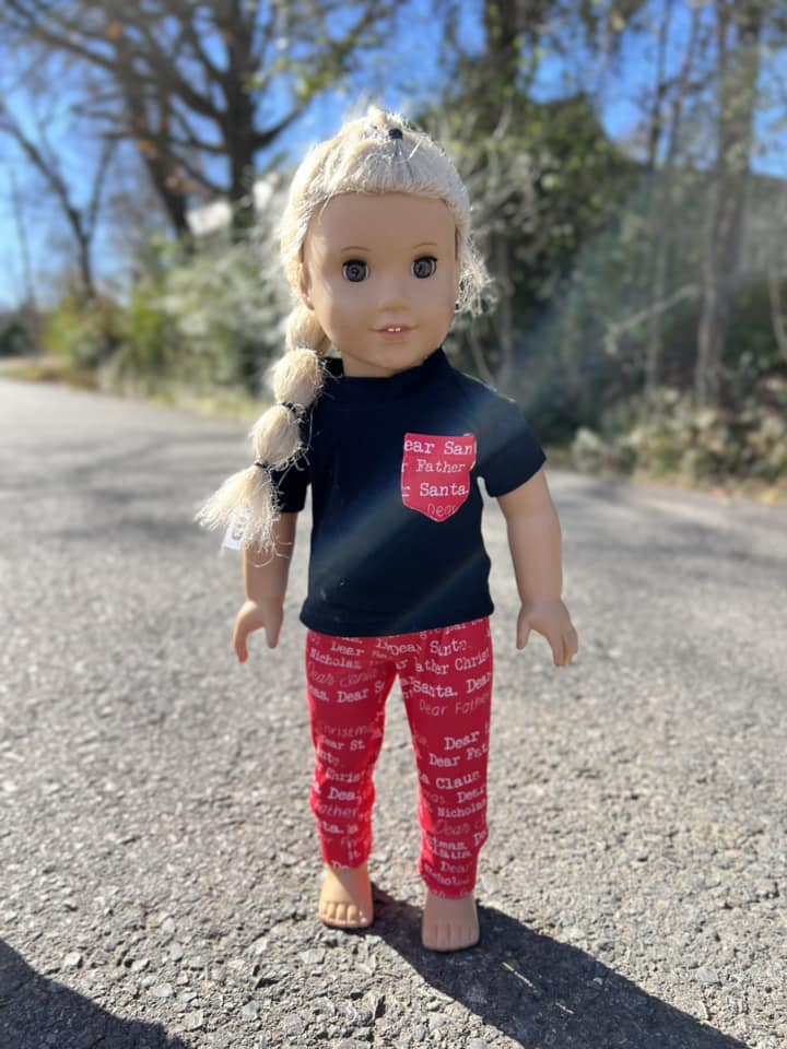 DOLL red Christmas words jogger set