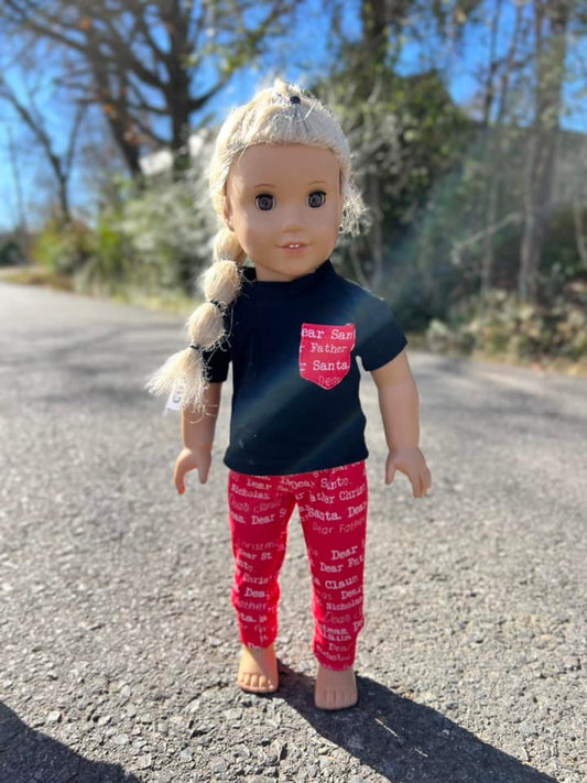 DOLL red Christmas words jogger set