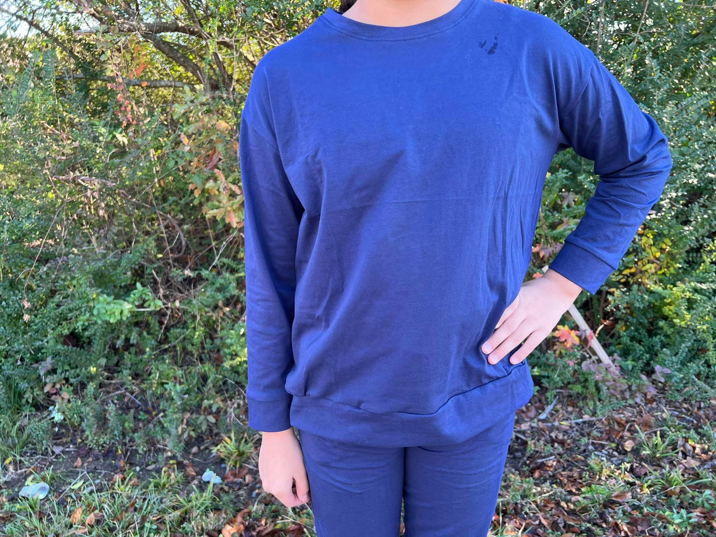 Navy light sweater