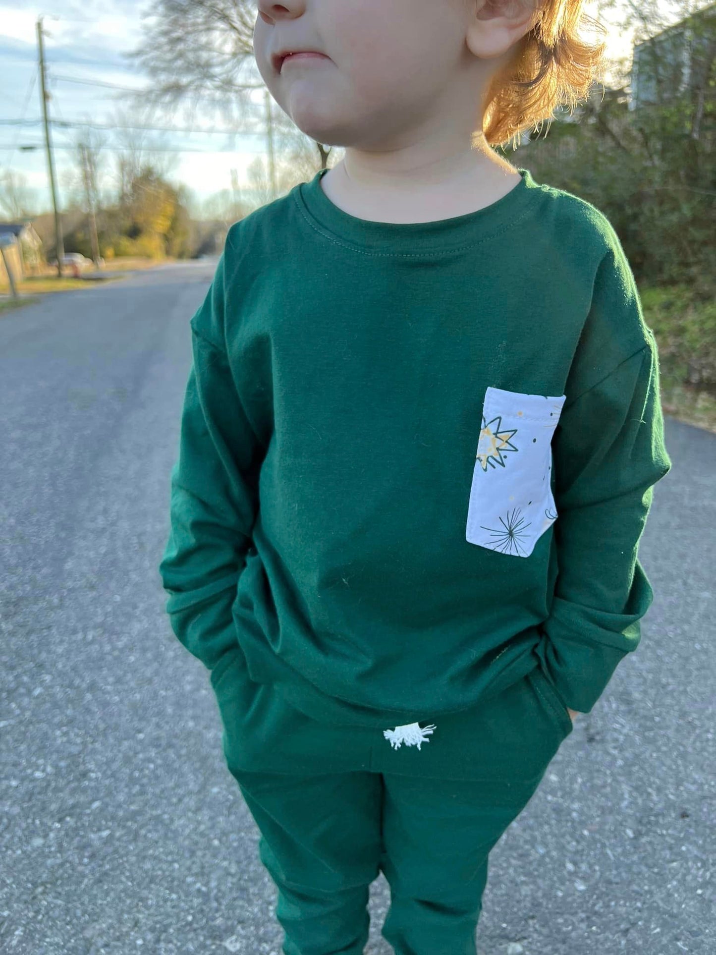 hunter green christmas tree pocket light sweater