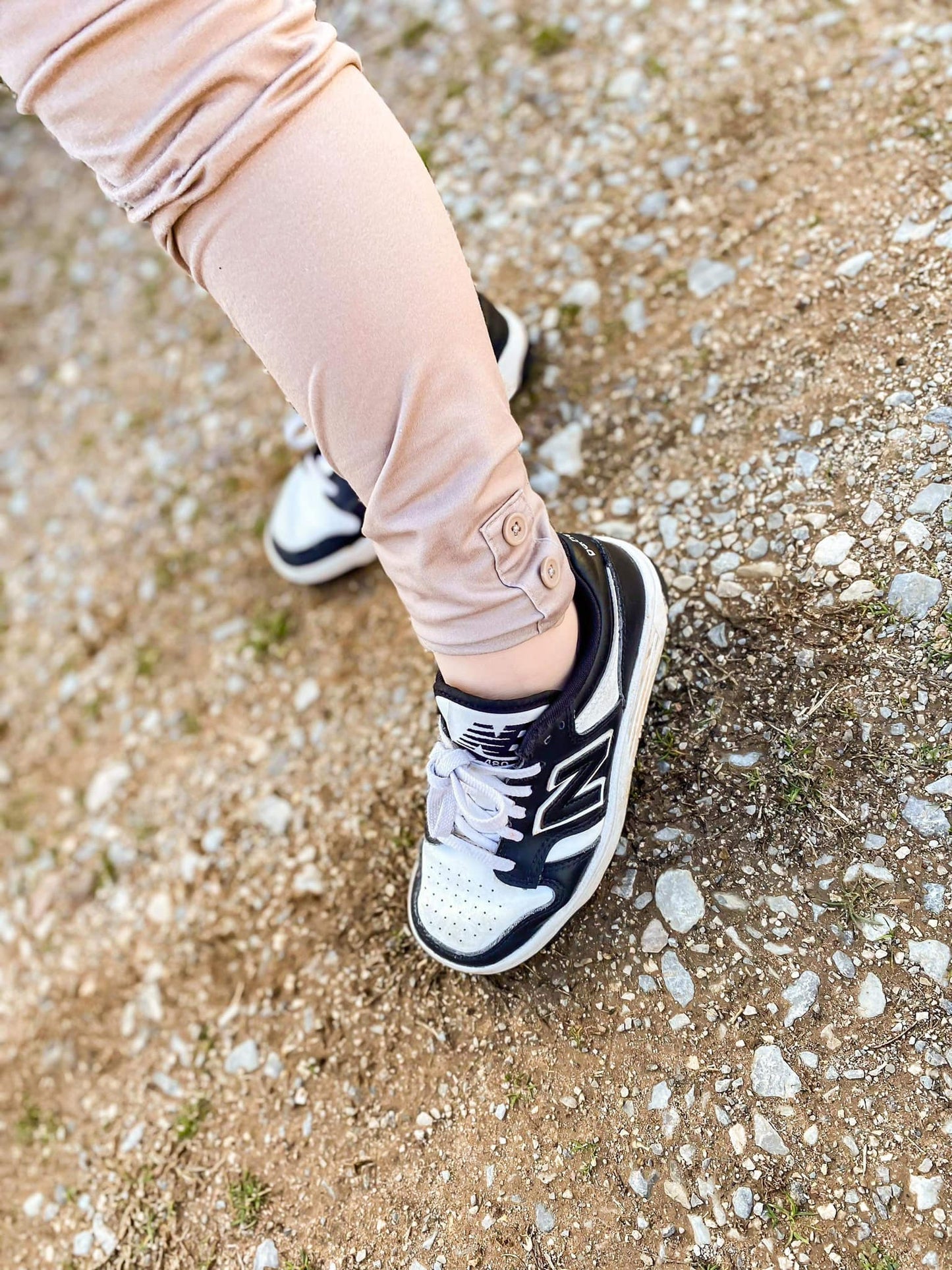 taupe button leggings