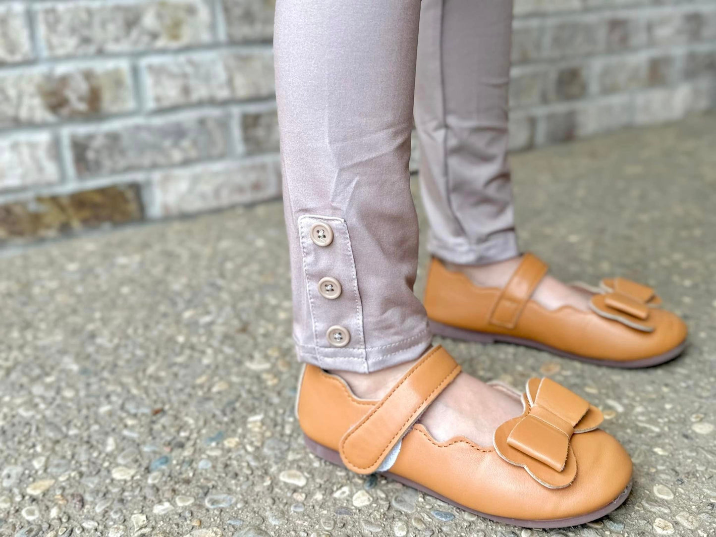 taupe button leggings