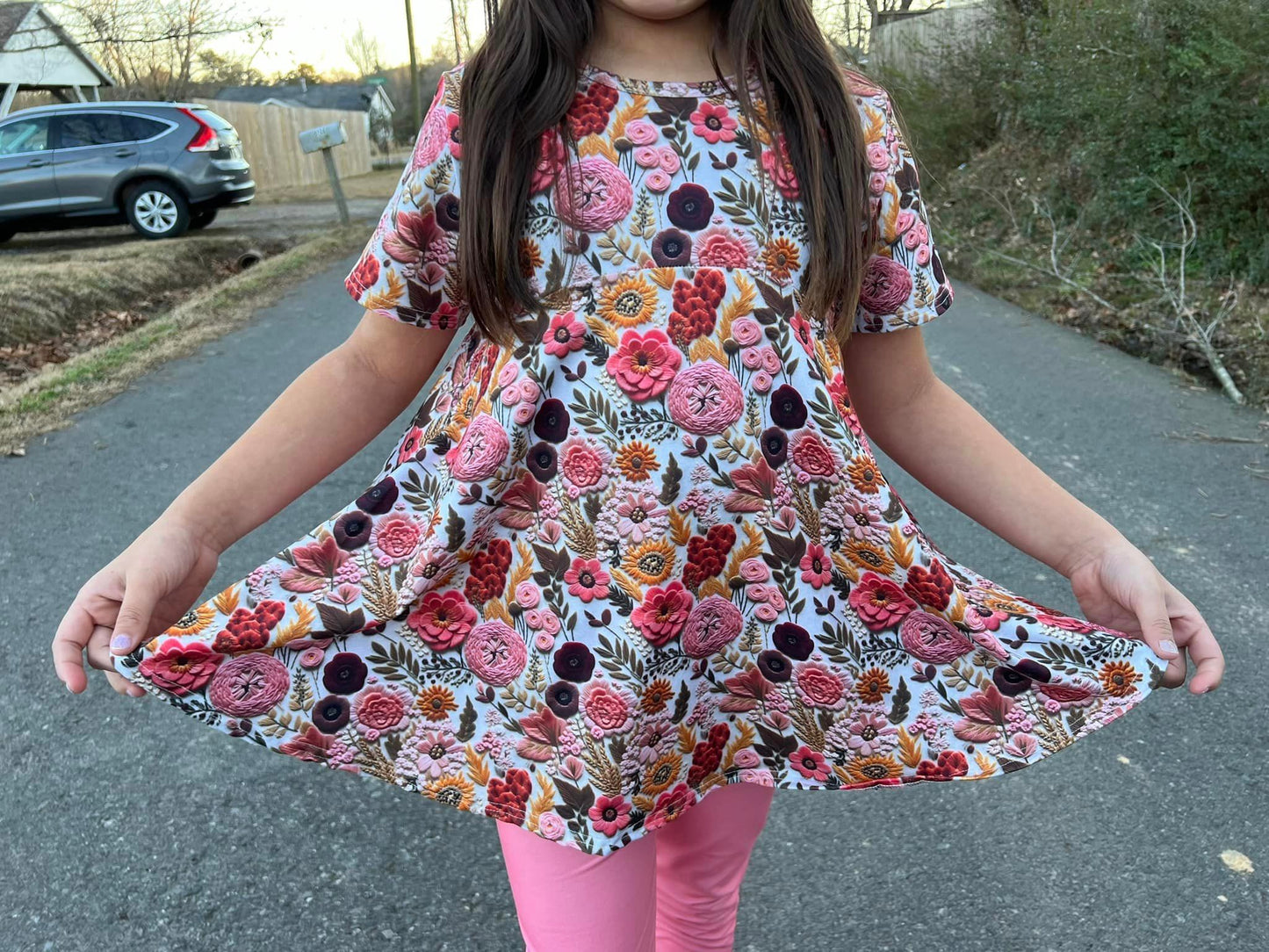 spring floral stitch Allie top