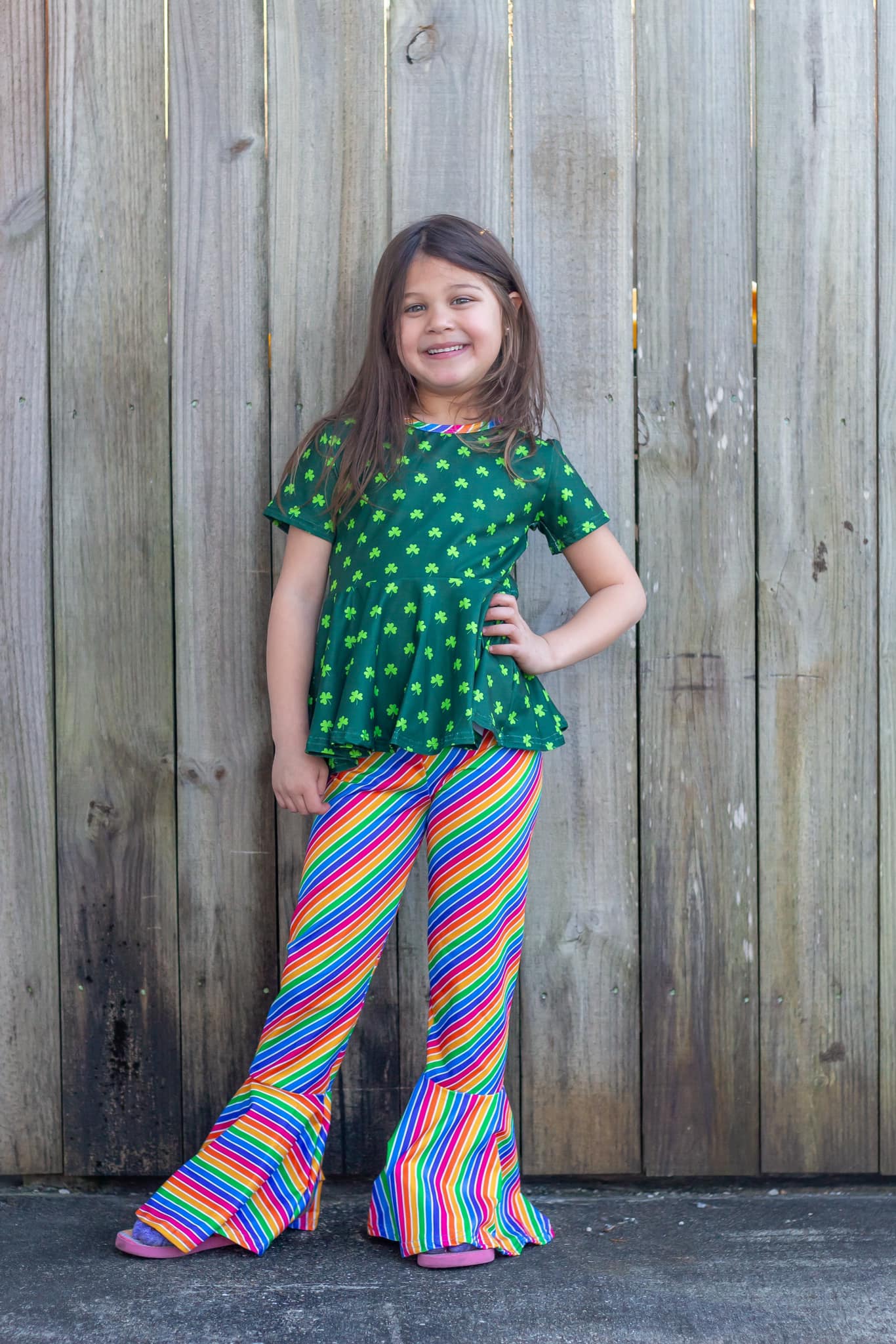 diagonal rainbow stripe extra wide bells