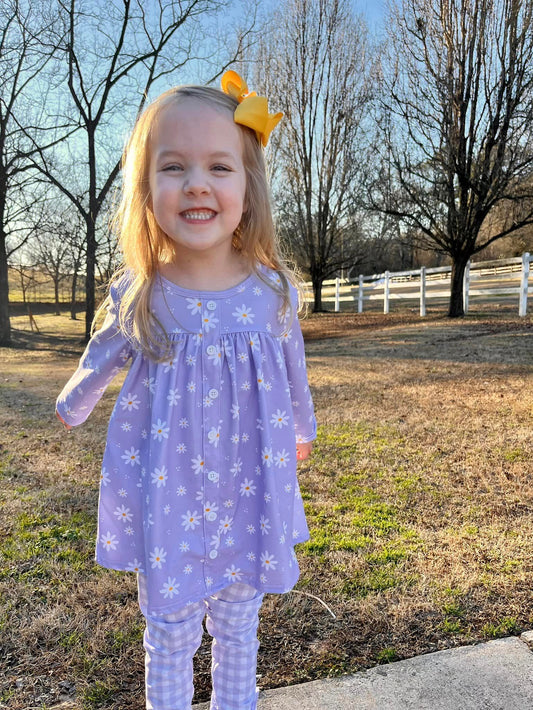 Lilac Daisy LS tinsley top