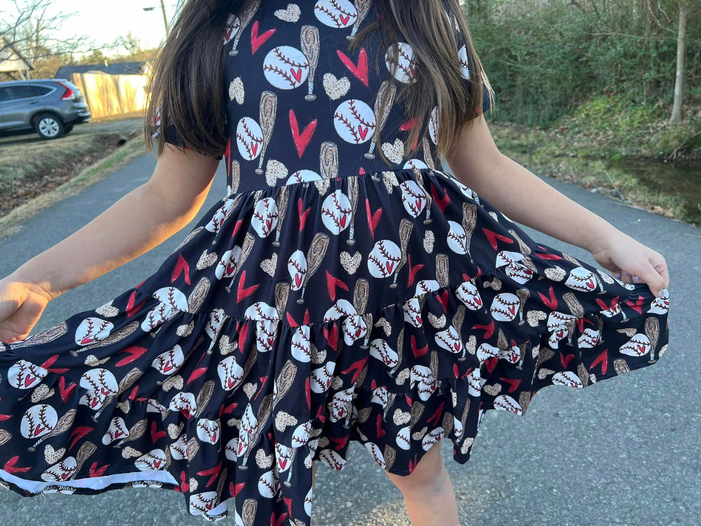 love of baseball Bella twirl dress