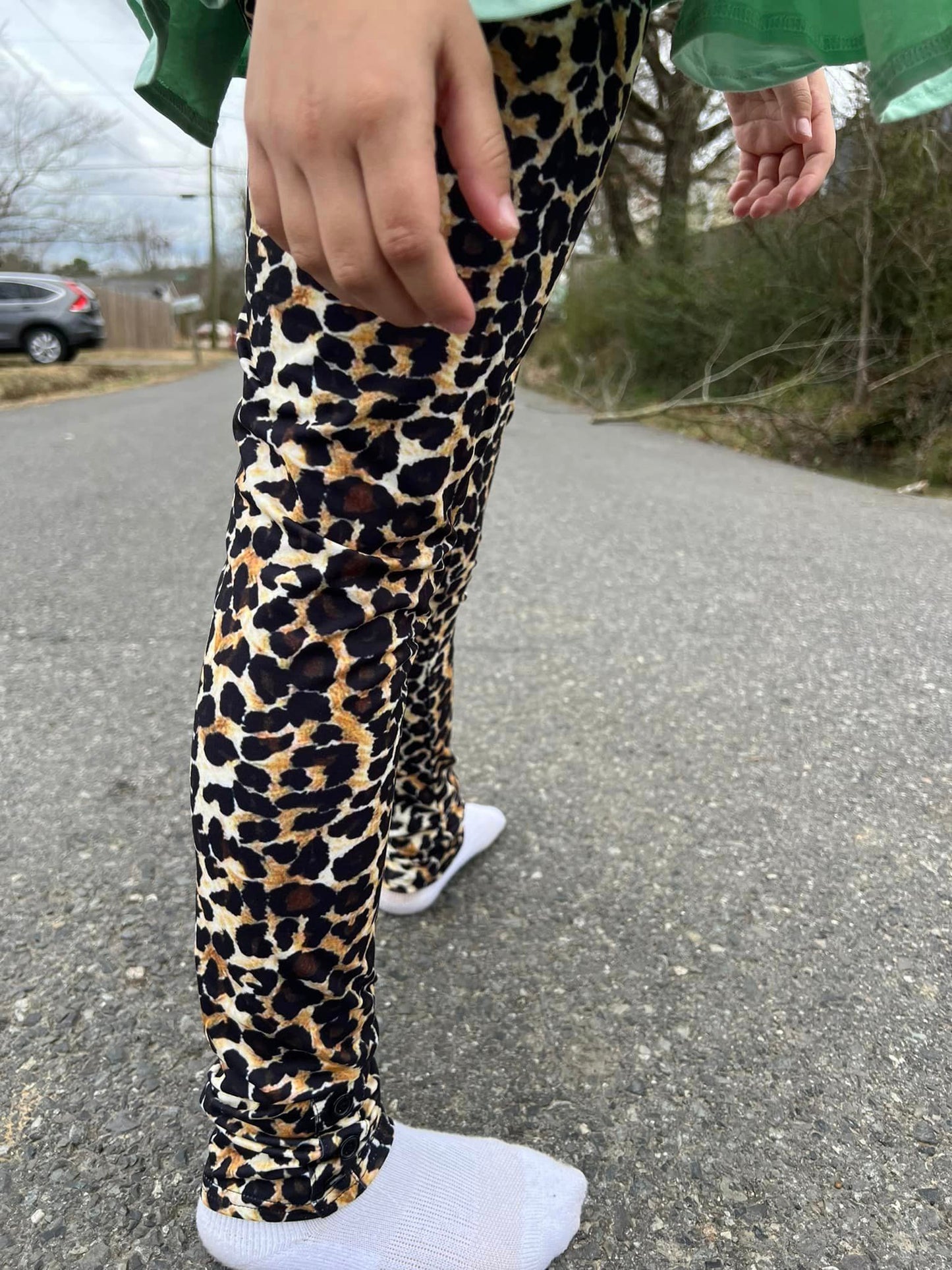 leopard print button leggings