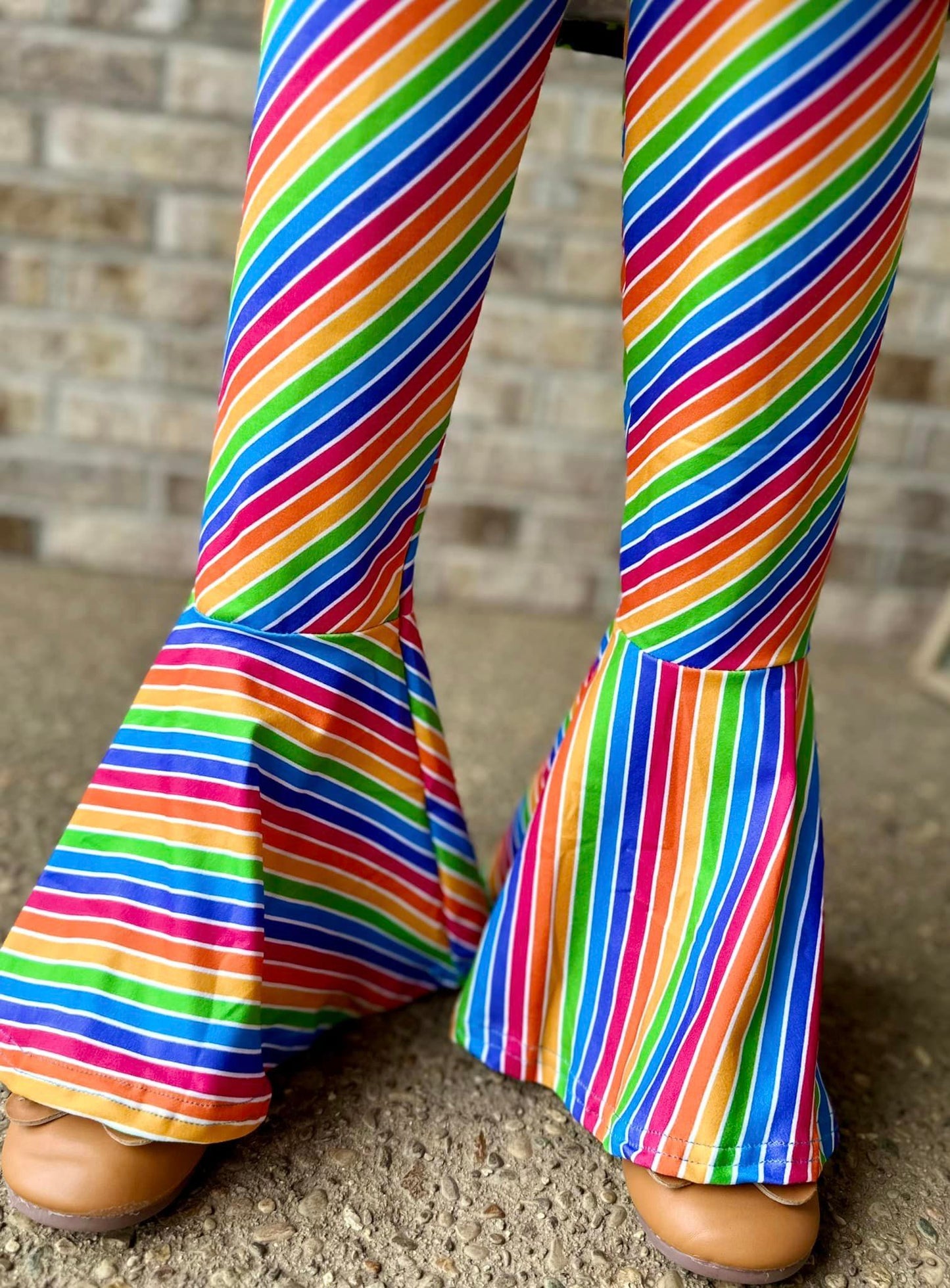 diagonal rainbow stripe extra wide bells