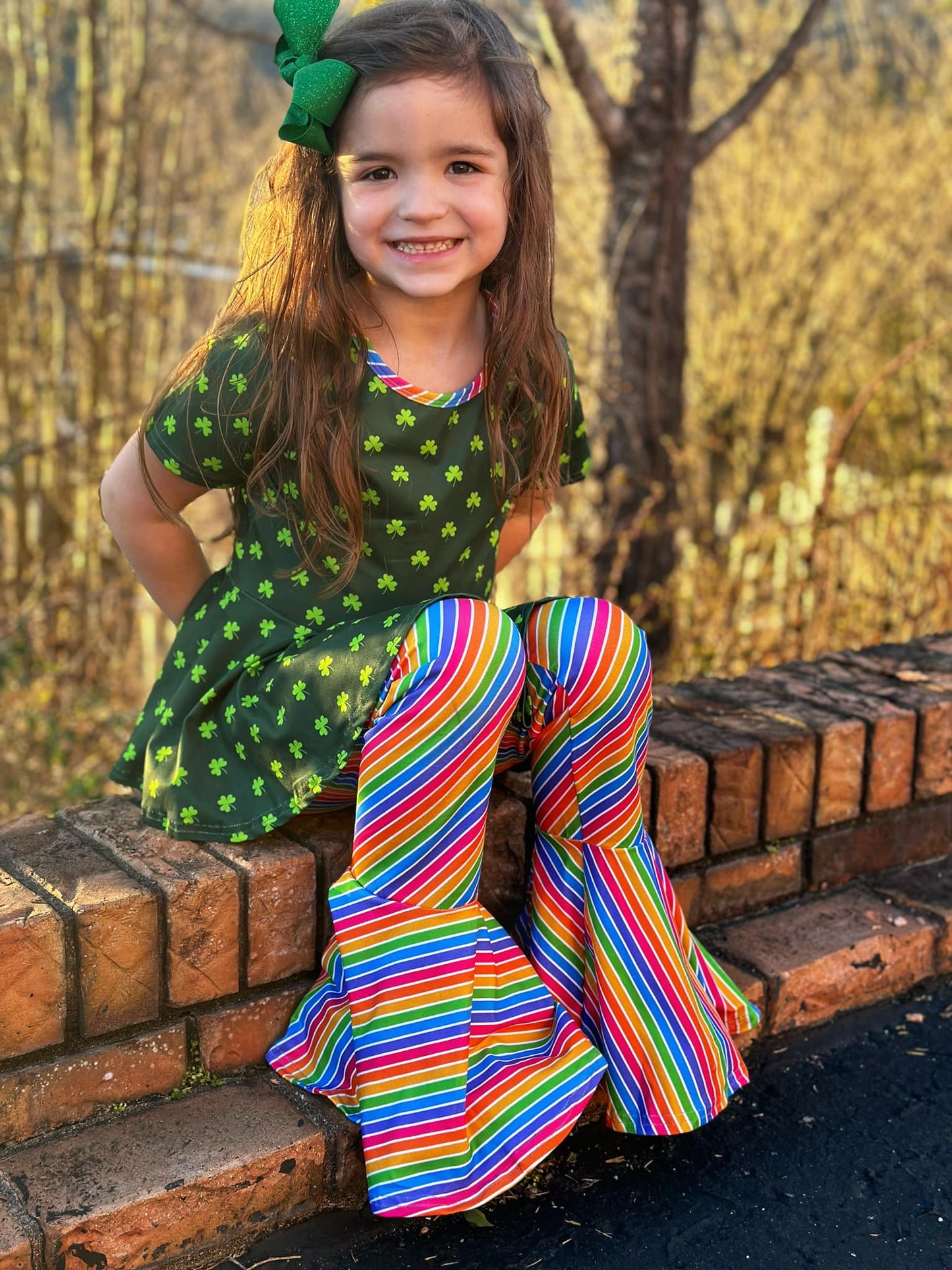 diagonal rainbow stripe extra wide bells