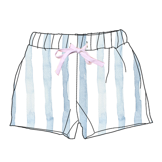 blue watercolor stripe swim trunks