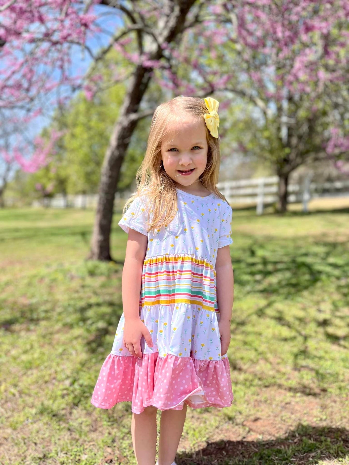 floral stripe polka dot Bella twirl dress