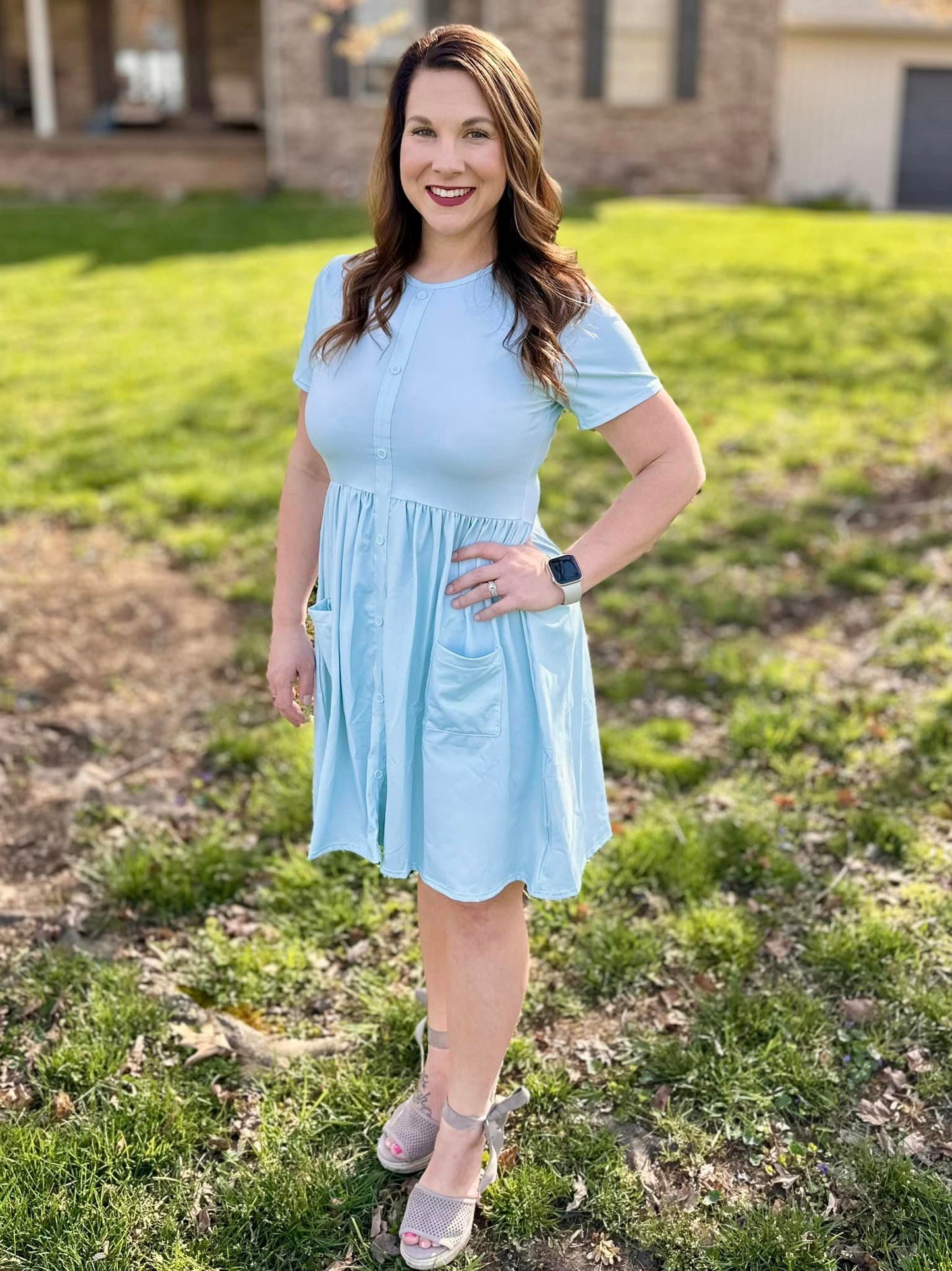 mama light blue tinsley dress