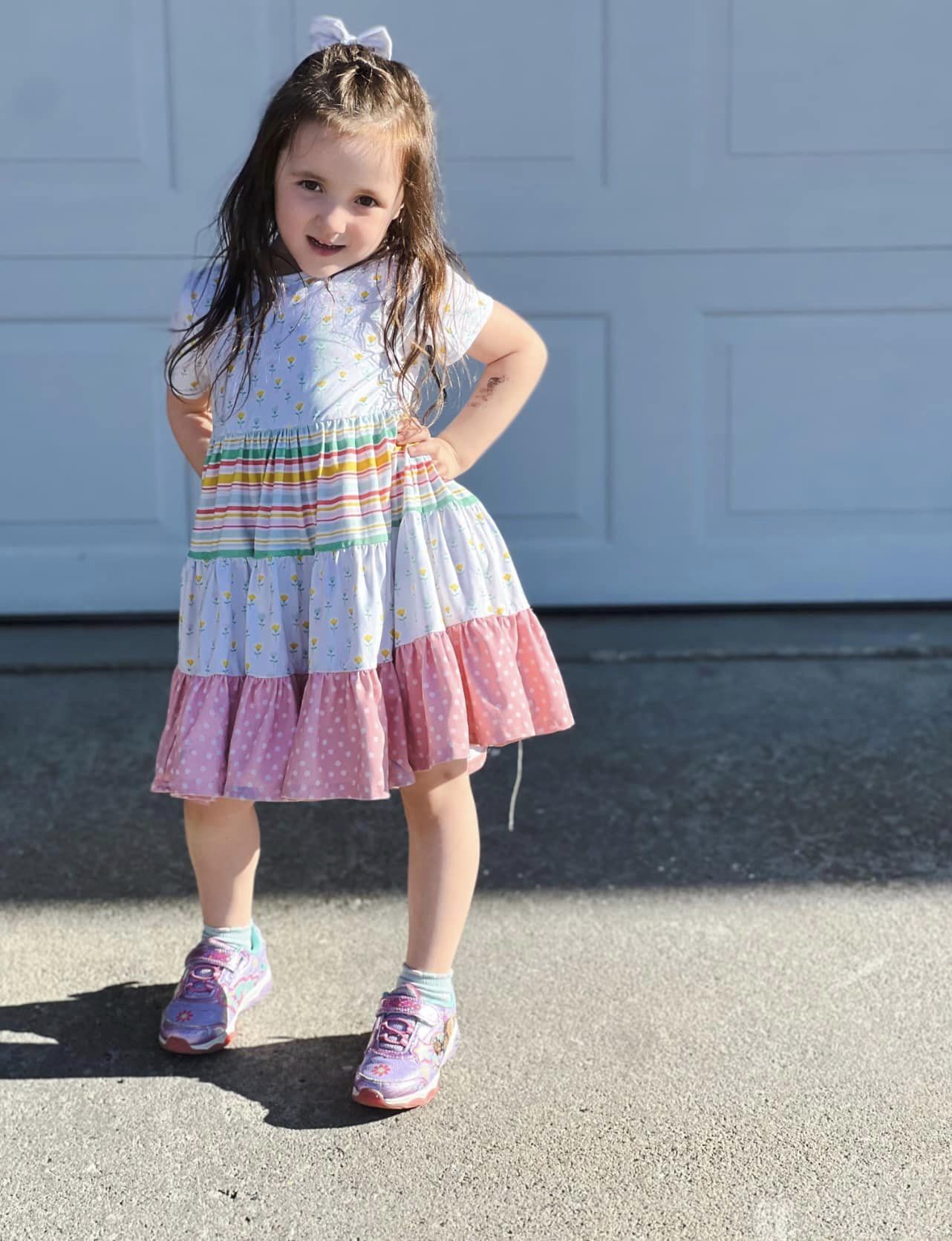 floral stripe polka dot Bella twirl dress