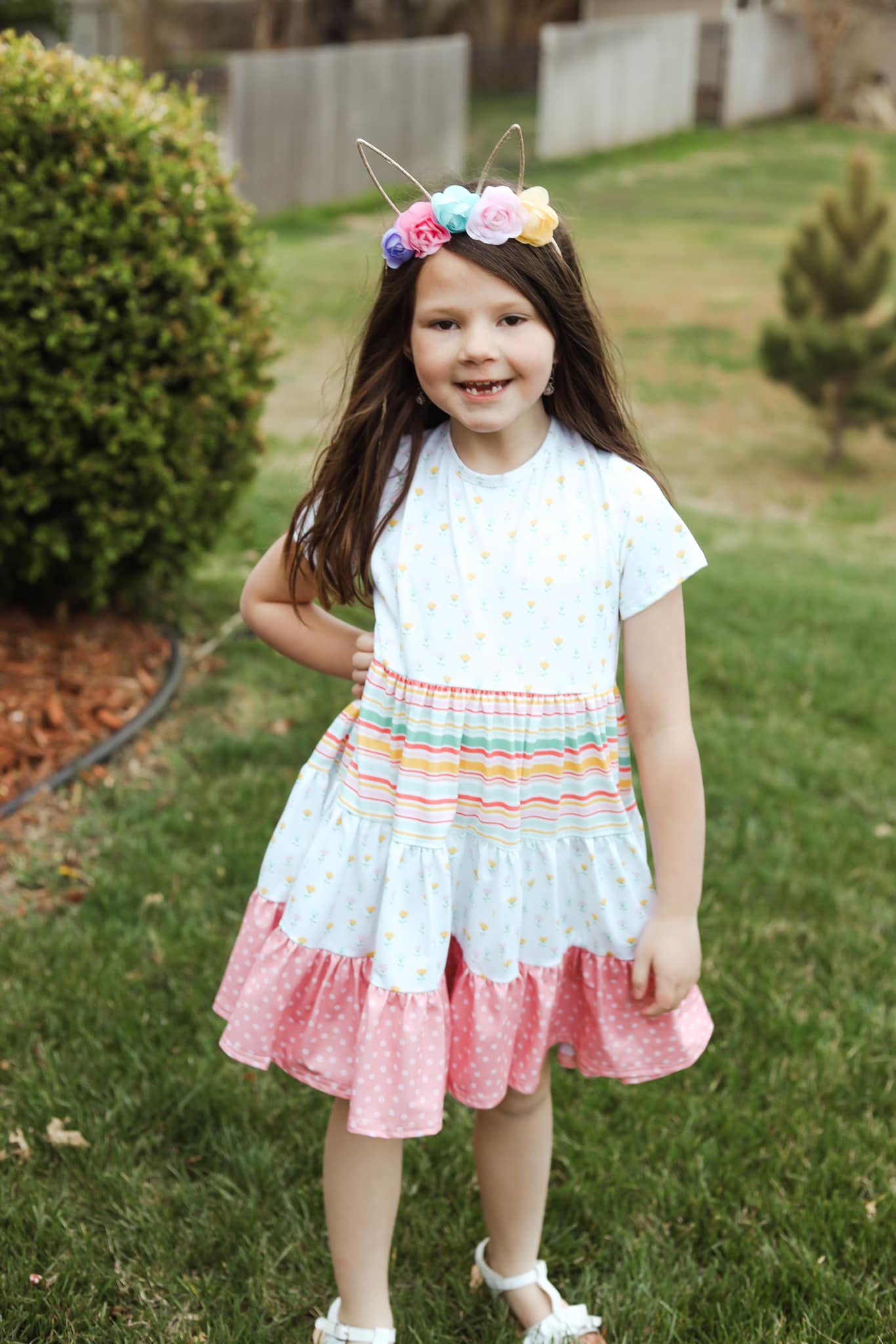 floral stripe polka dot Bella twirl dress