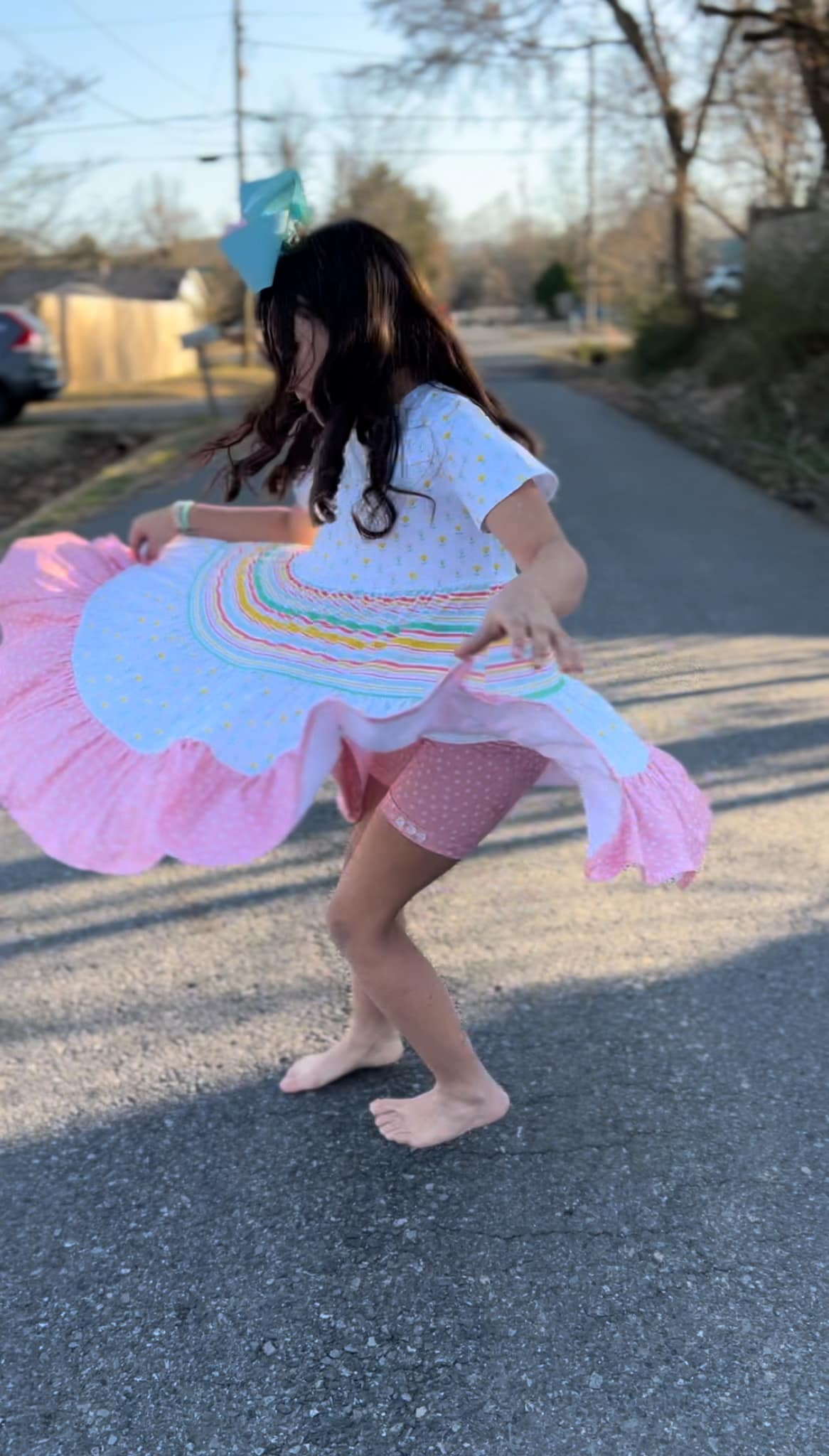 floral stripe polka dot Bella twirl dress