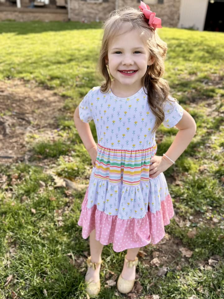 floral stripe polka dot Bella twirl dress