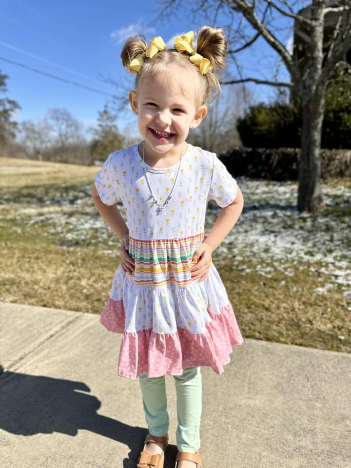 floral stripe polka dot Bella twirl dress