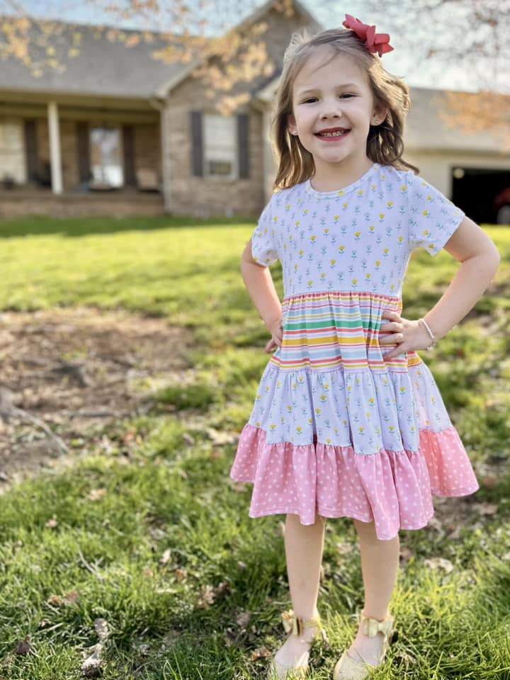 floral stripe polka dot Bella twirl dress