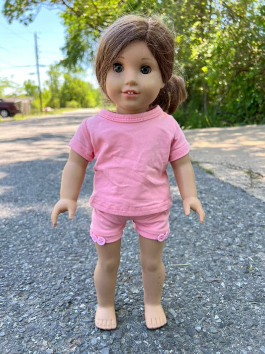 DOLL Starburst pink oversized tee and button shorts set