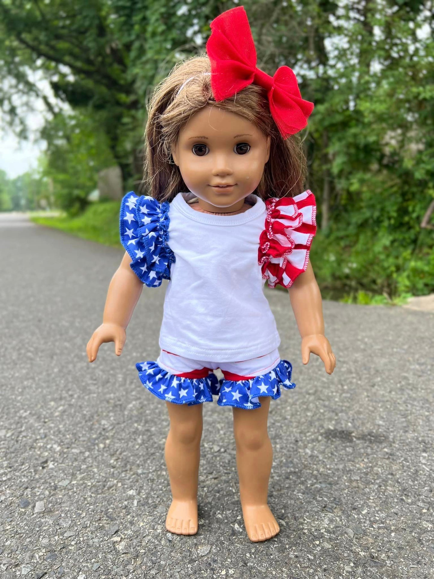 DOLL Stars and Stripes flutter and shorties set