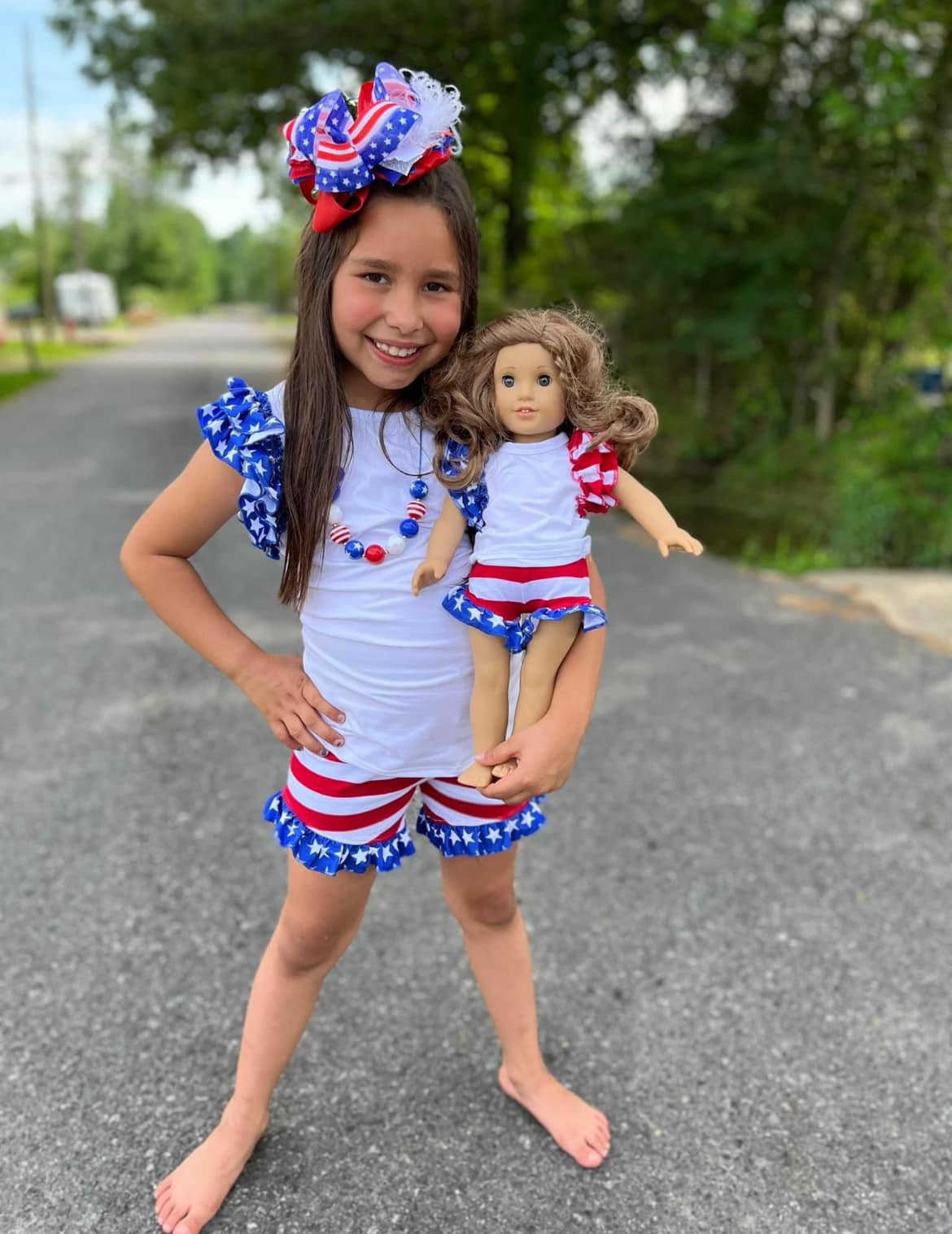 DOLL Stars and Stripes flutter and shorties set