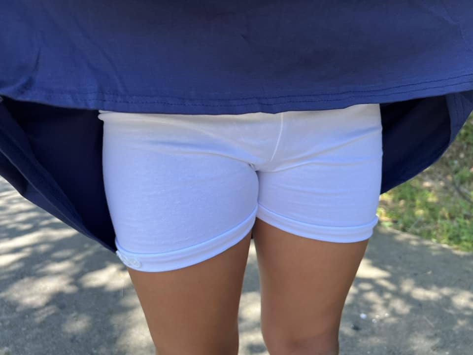 white button shorts