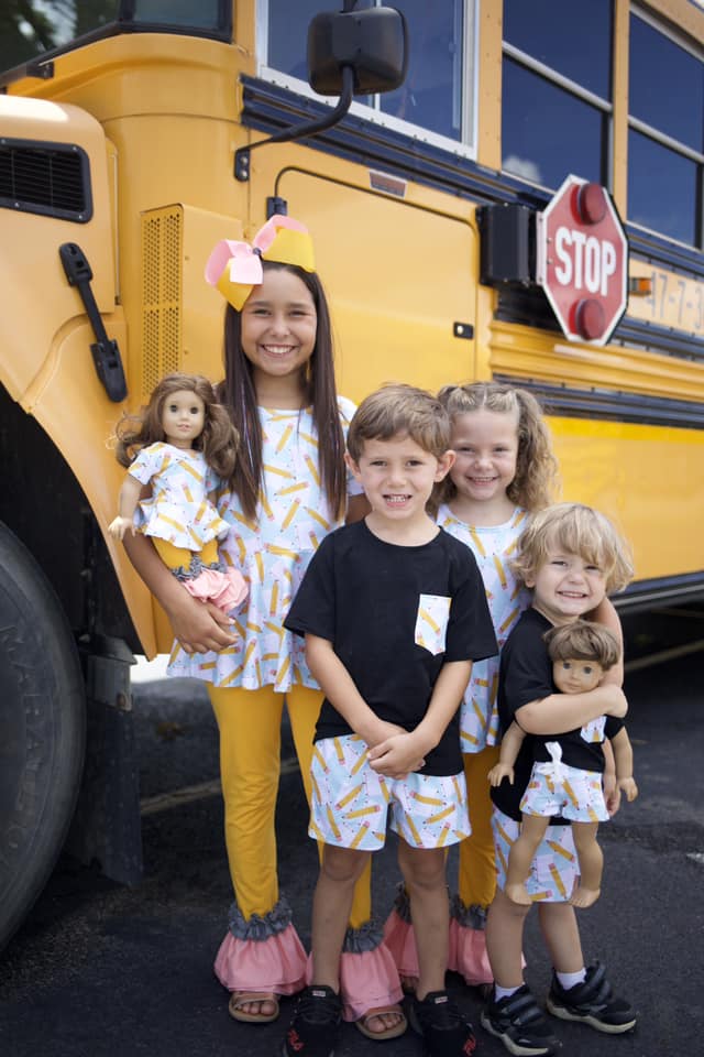 DOLL black pencil and paper pocket tee and steele shorties set