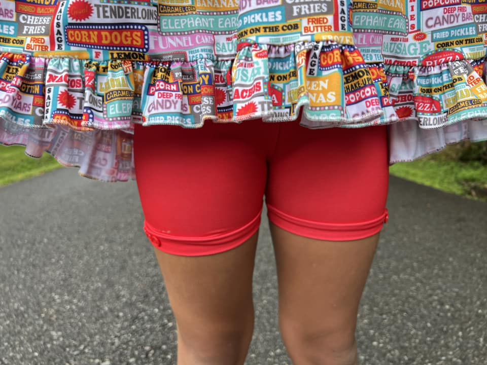 candy apple red button shorts