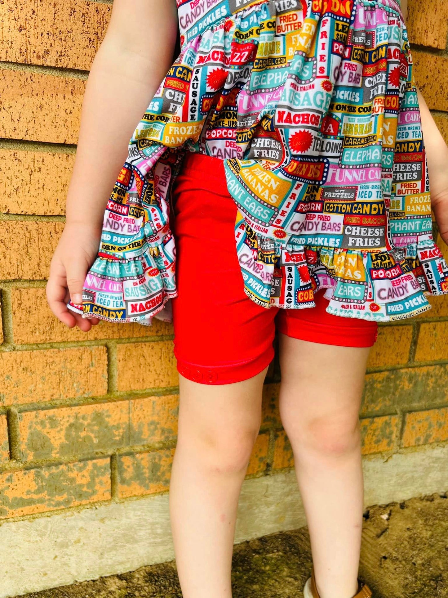 candy apple red button shorts