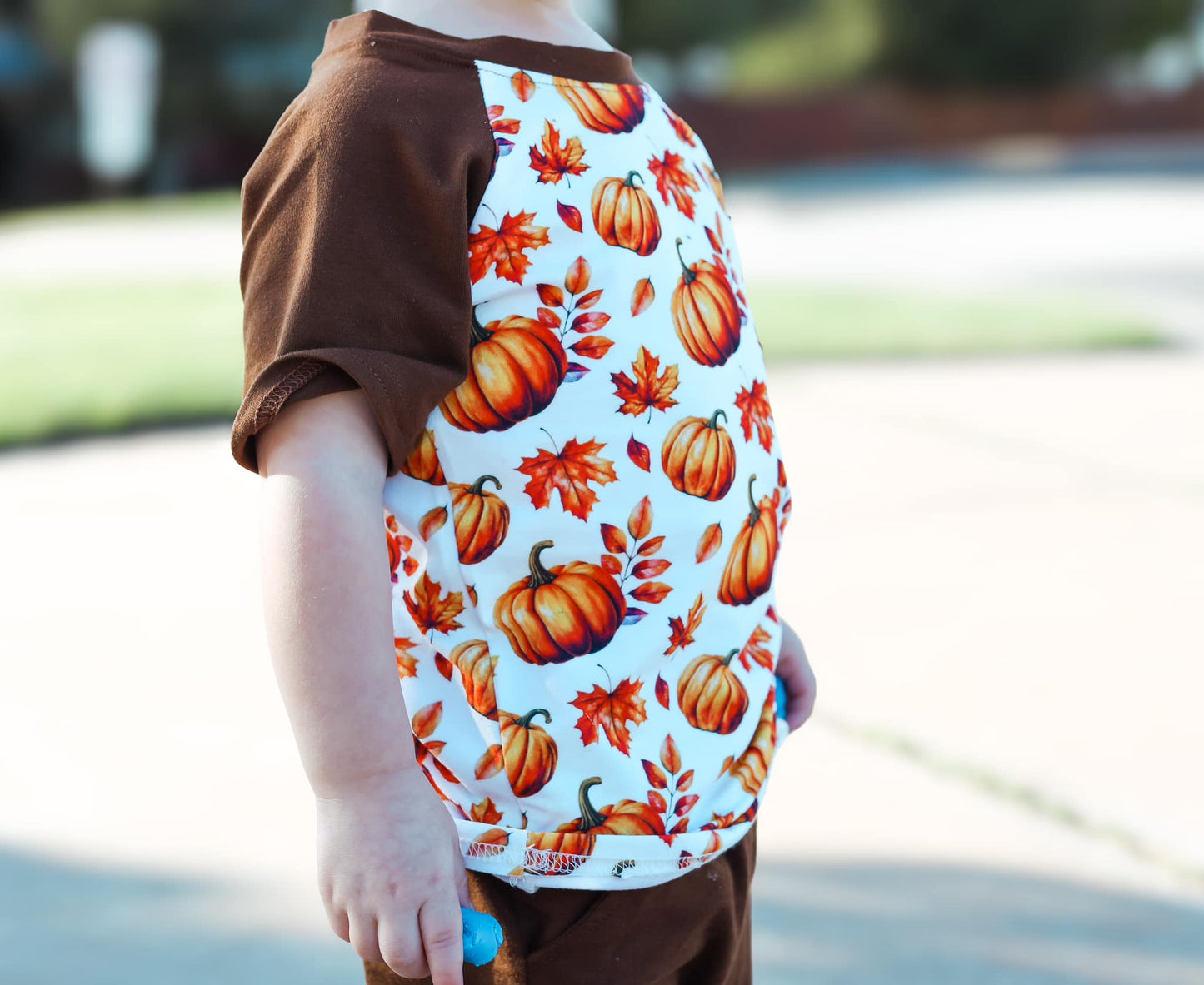 brown fall pumpkin raglan