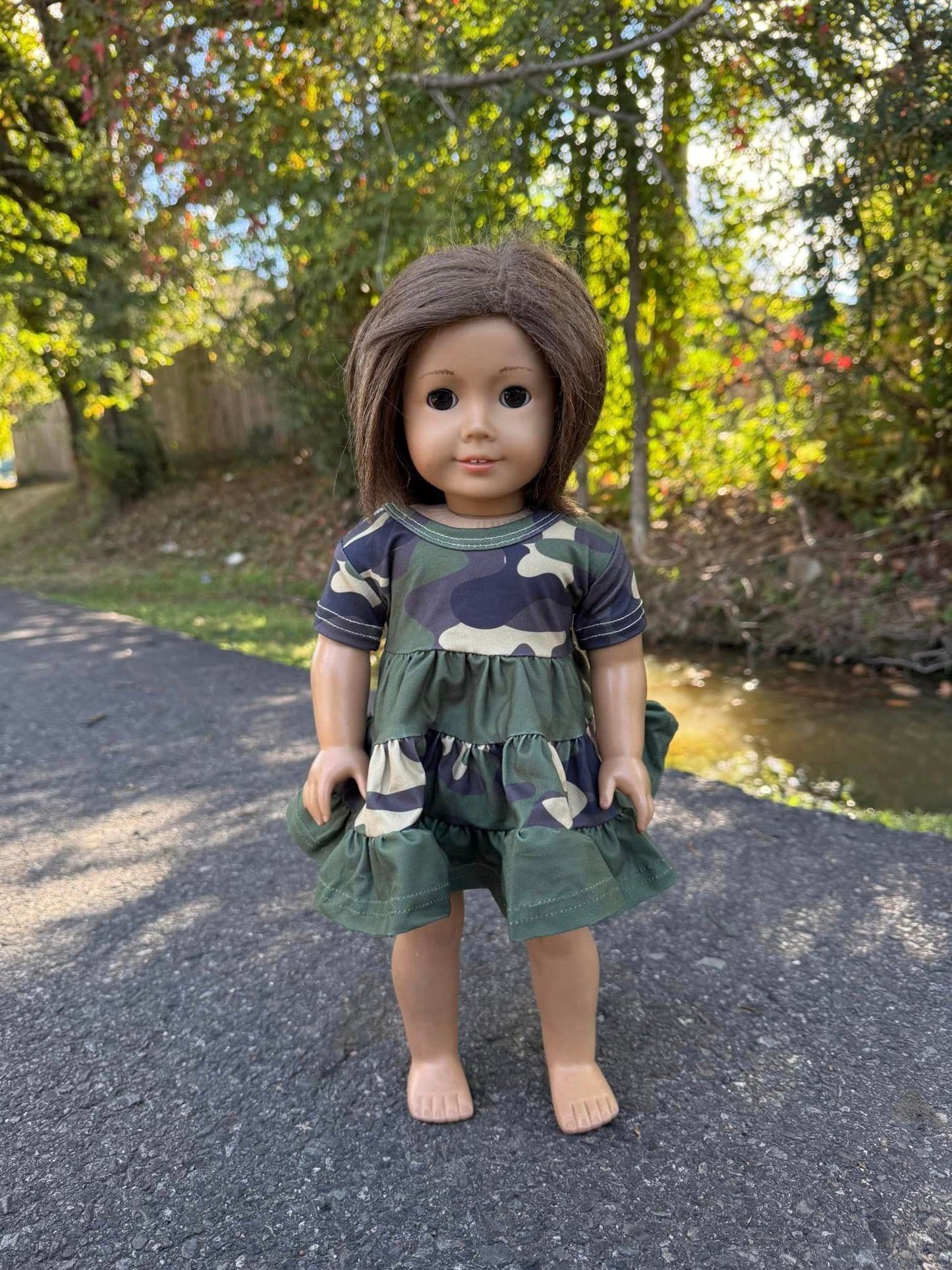 DOLL camo Bella twirl dress and button shorts set