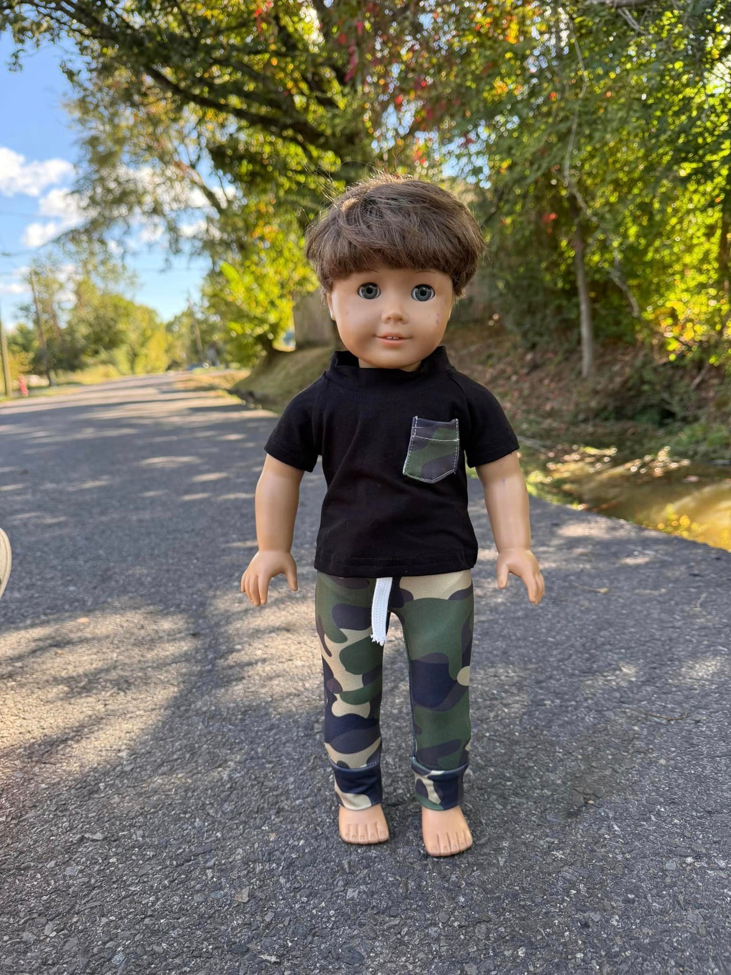 DOLL black, camo pocket tee and camo joggers set