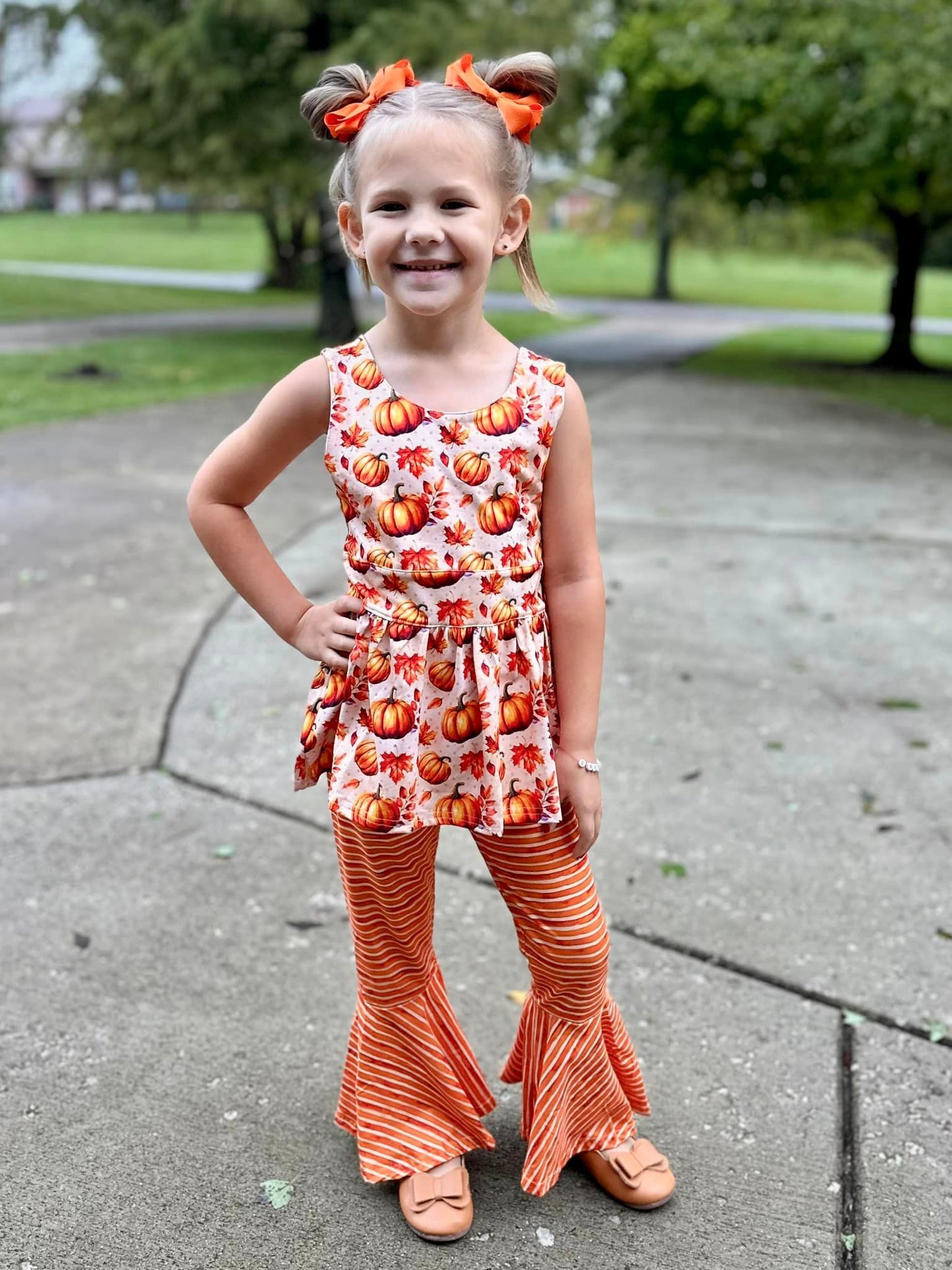 orange/cream stripe extra wide bells