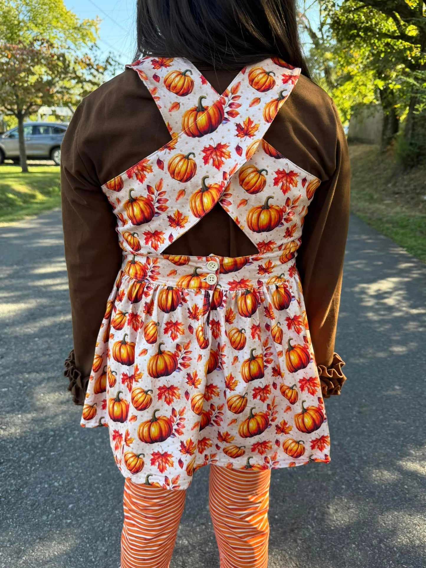 fall pumpkin cross back top