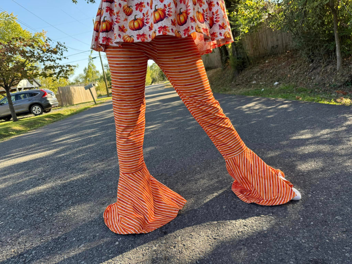 orange/cream stripe extra wide bells