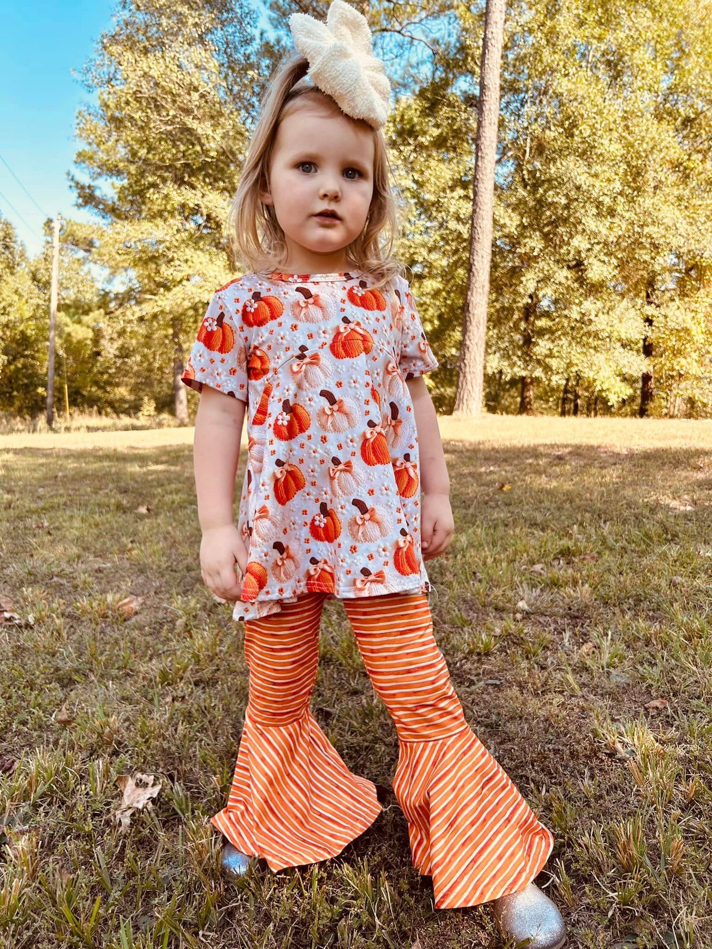 orange/cream stripe extra wide bells